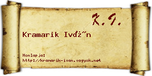 Kramarik Iván névjegykártya